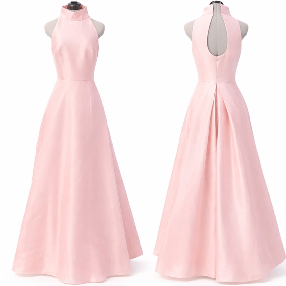 ML Monique Lhullier Halter Satin Ball Gown, Blush Pink NWT, sizss 8 & 10 - Picture 2 of 13